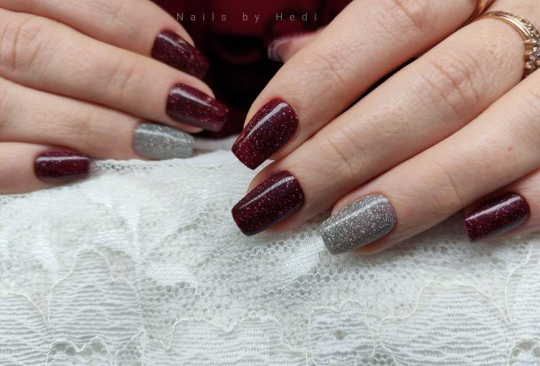 Female Cool Red And Silver Nail Ideas