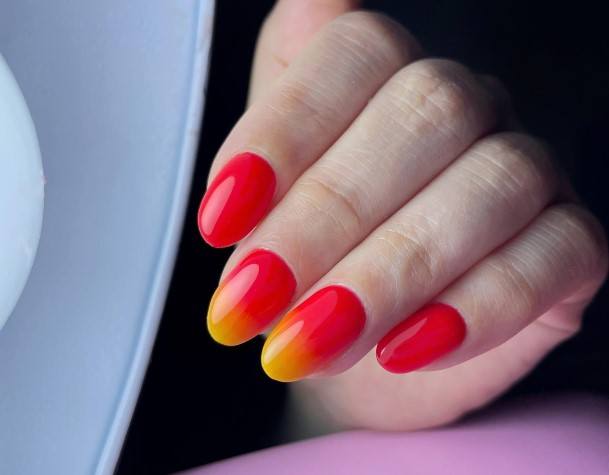 Female Cool Red And Yellow Nail Ideas