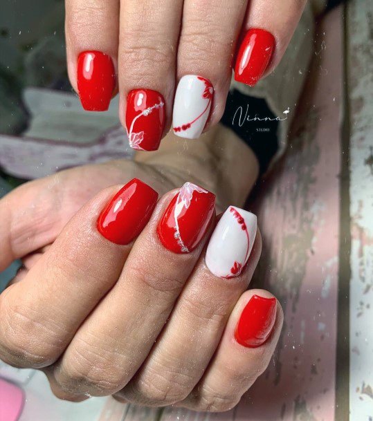 Female Cool Red Dress Nail Design