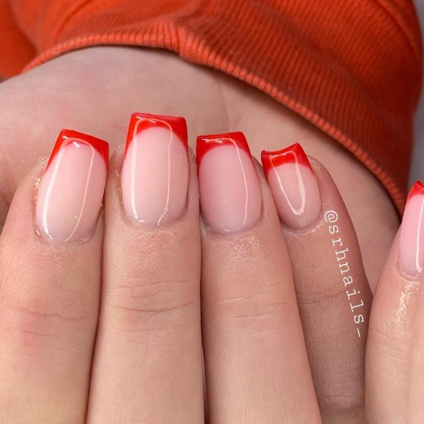 Female Cool Red French Tip Nail Design