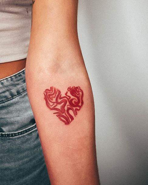 Female Cool Red Ink Tattoo Design