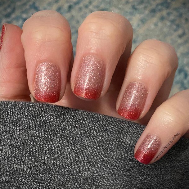 Female Cool Red Ombre Nail Design