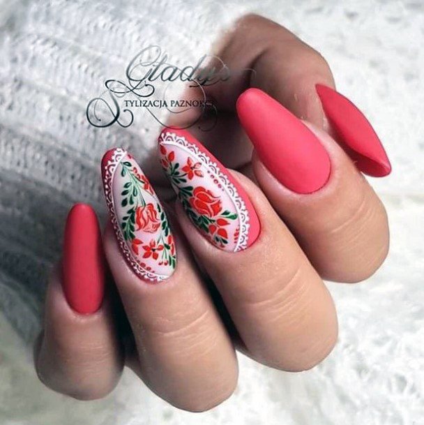 Female Cool Red Summer Nail Design