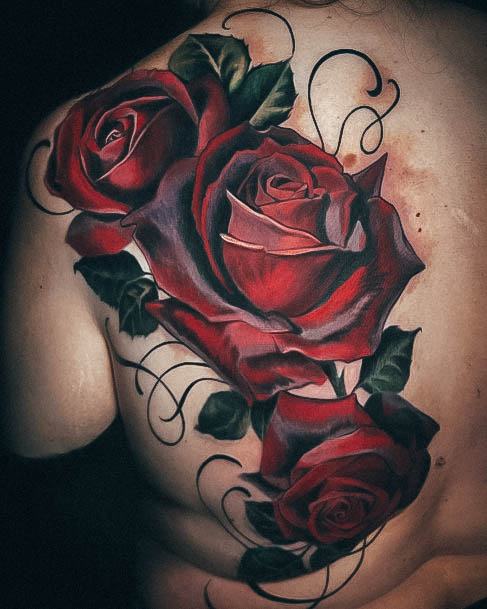 Female Cool Rose Shoulder Tattoo Design