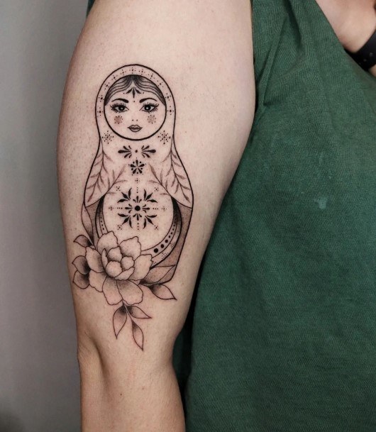 Female Cool Russian Nesting Doll Matryoshka Tattoo Design