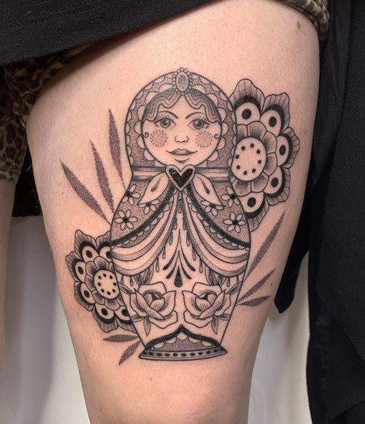 Female Cool Russian Nesting Doll Matryoshka Tattoo Ideas