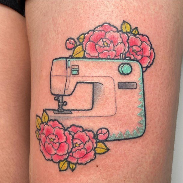 Female Cool Sewing Machine Tattoo Ideas