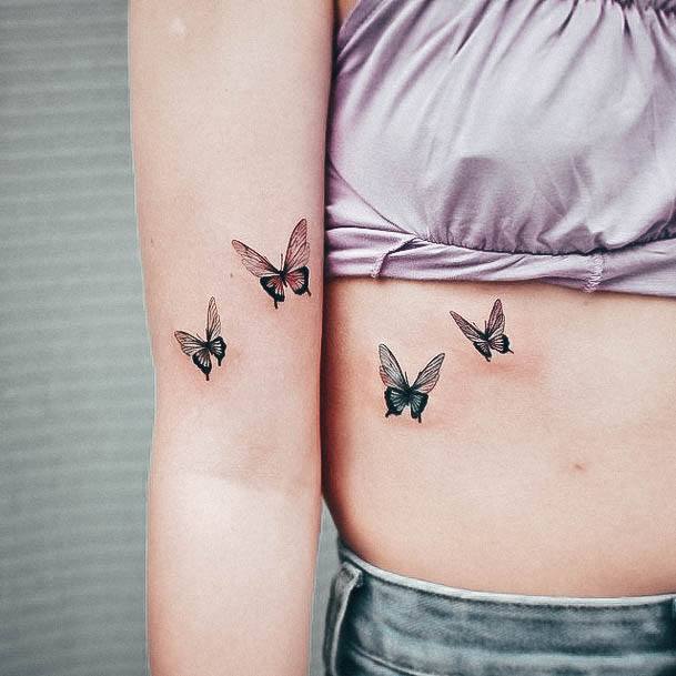 Female Cool Small Butterfly Tattoo Design