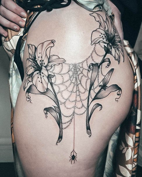 Female Cool Small Spider Web Tattoo Ideas