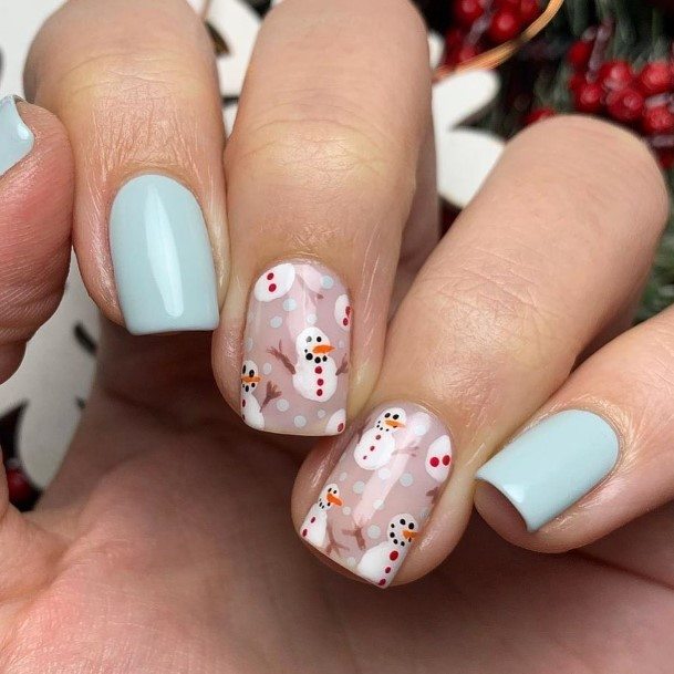 Female Cool Snowman Nail Design