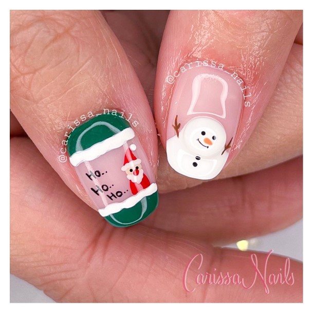 Female Cool Snowman Nail Ideas