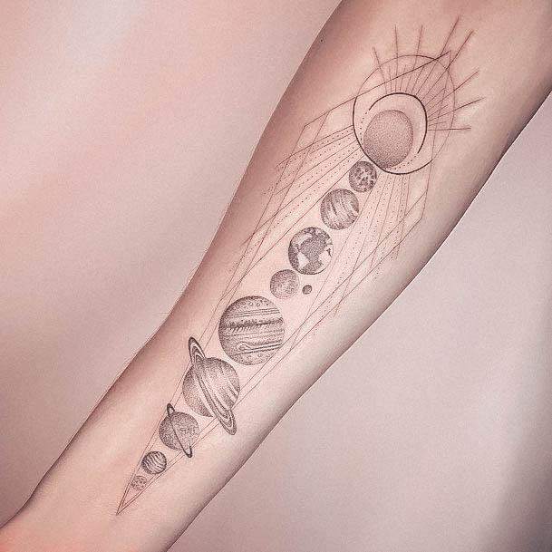 Female Cool Solar Tattoo Design