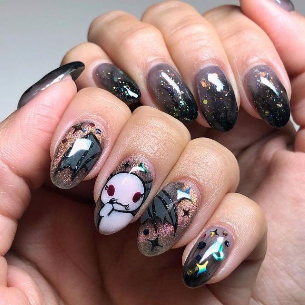 Female Cool Spooky Nail Design