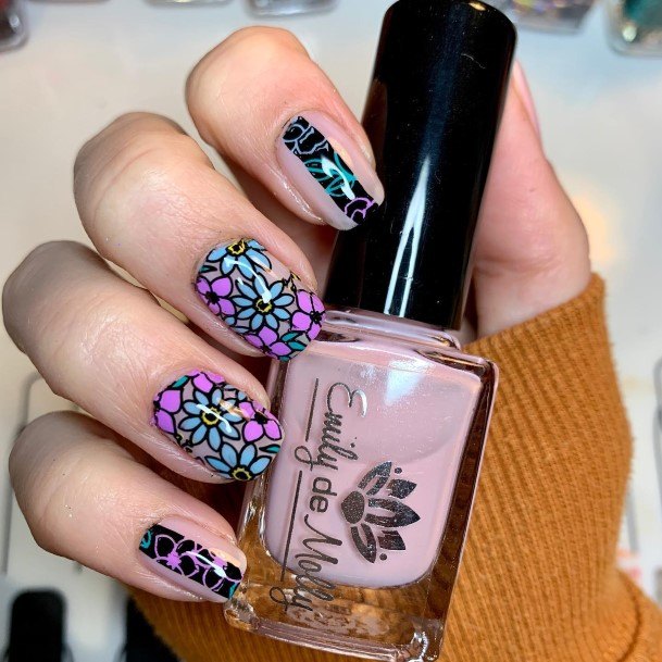 Female Cool Stained Glass Nail Design