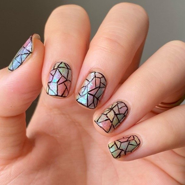 Female Cool Stained Glass Nail Ideas