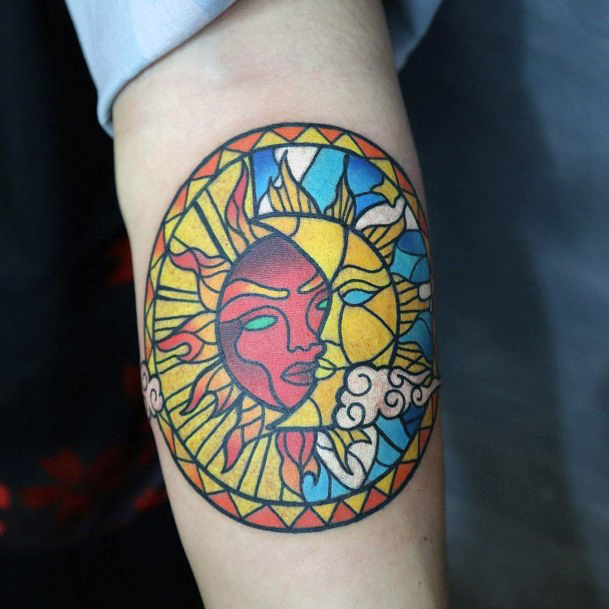 Female Cool Stained Glass Tattoo Design