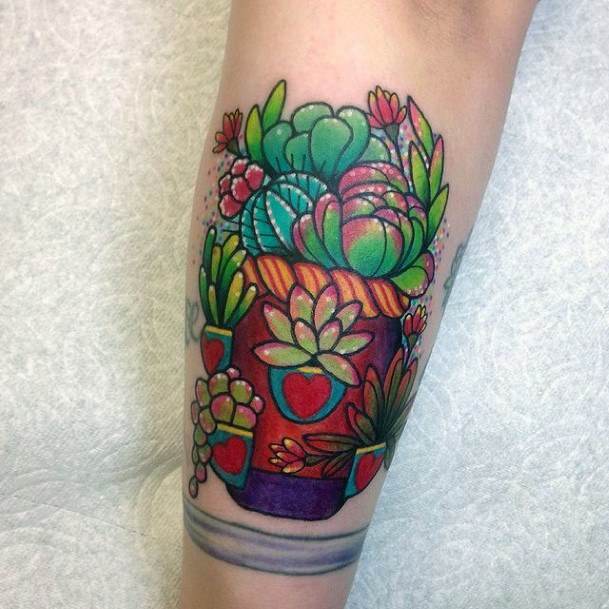 Female Cool Succulent Tattoo Design