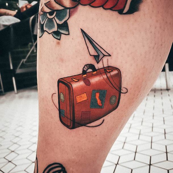 Female Cool Suitcase Tattoo Design