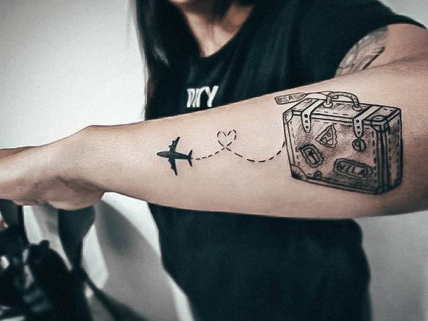 Female Cool Suitcase Tattoo Ideas