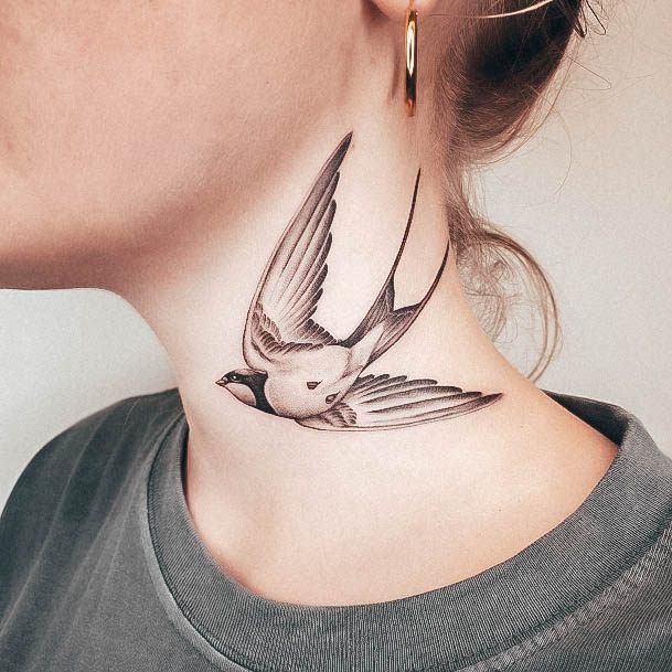 Female Cool Swallow Tattoo Design