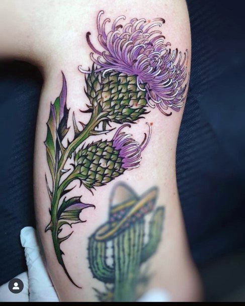 Female Cool Thistle Tattoo Ideas