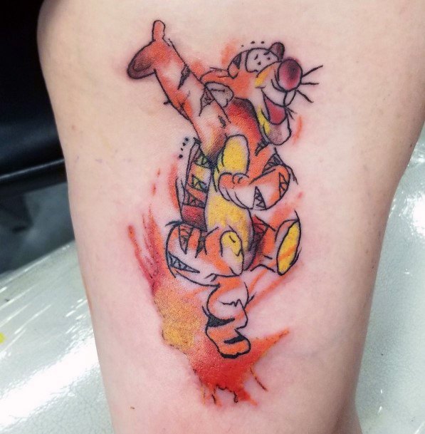 Female Cool Tigger Tattoo Design