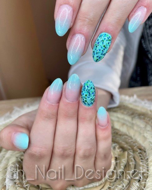 Female Cool Turquoise Nail Design