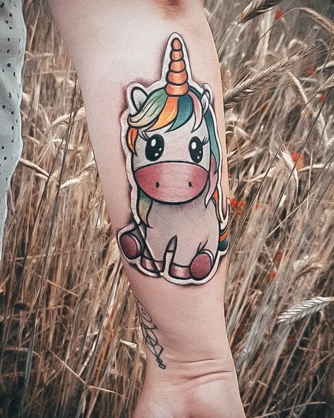 Female Cool Unicorn Tattoo Design