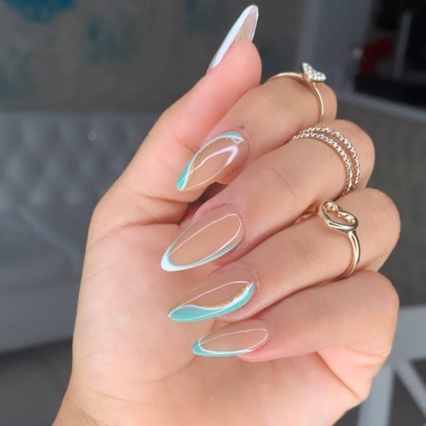 Female Cool White Almond Shaped Nail Ideas