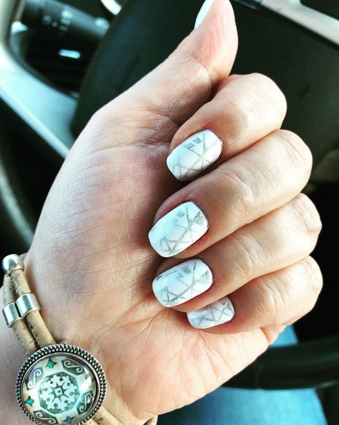 Female Cool White And Silver Nail Ideas