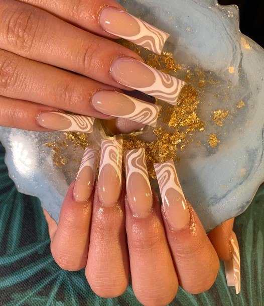 Female Cool White French Tip Nail Ideas