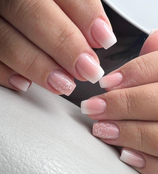 Female Cool White Ombre Nail Design