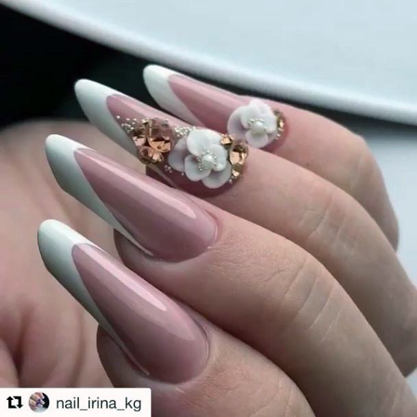 Female Cool White Prom Nail Design