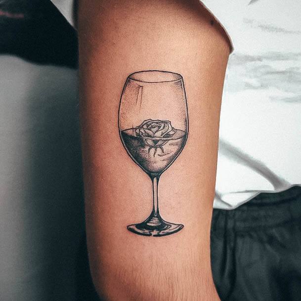 Female Cool Wine Glass Tattoo Design