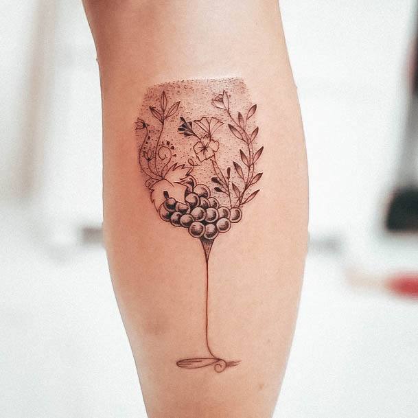 Female Cool Wine Tattoo Design