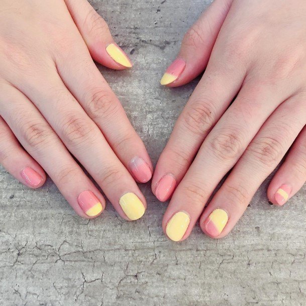 Female Cool Yellow And Pink Nail Ideas