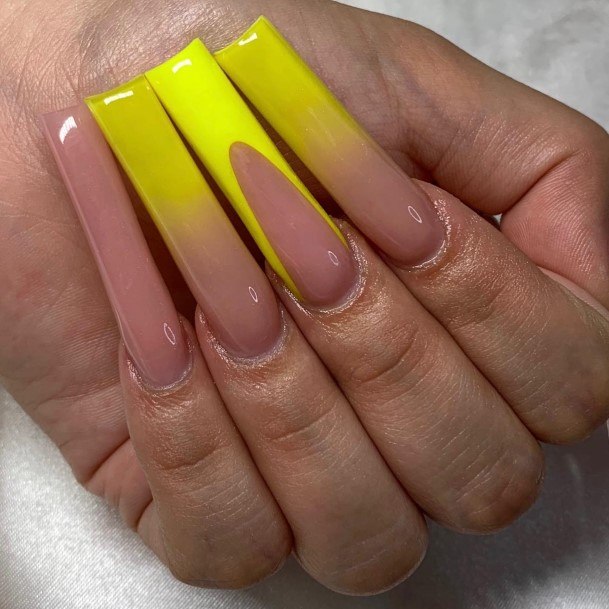 Female Cool Yellow French Tip Nail Ideas