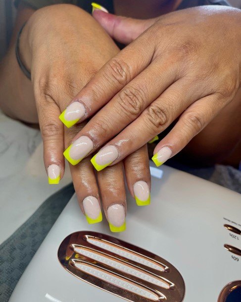 Female Cool Yellow Square Nail Ideas