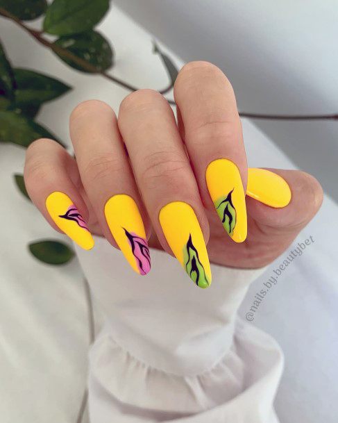 Female Cool Yellow Summer Nail Design