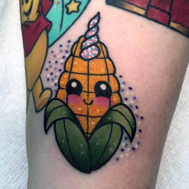 Female Corn Tattoo On Woman