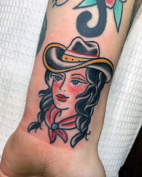 Female Cowgirl Tattoo On Woman