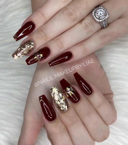 Female Dark Maroon Nails