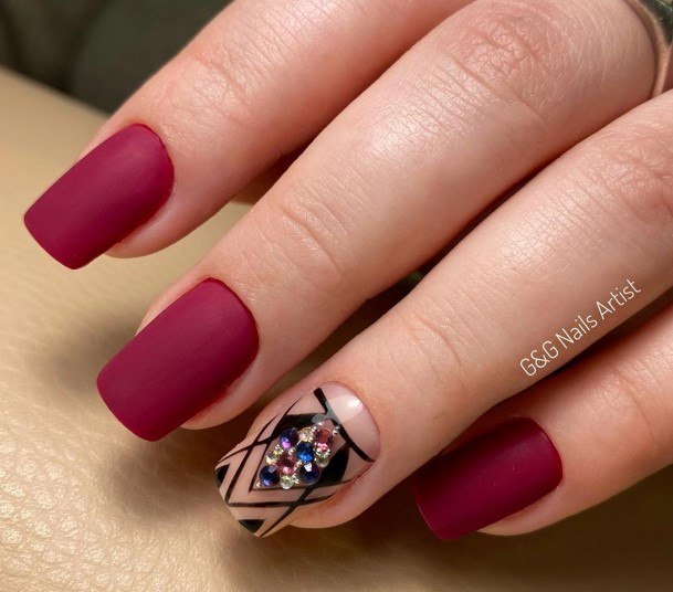 Female Dark Red Nails