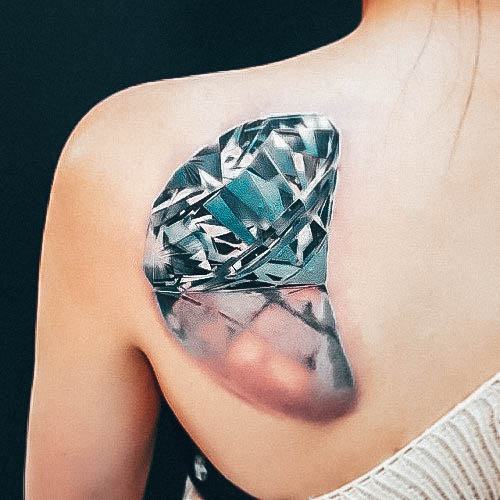 Female Diamond Tattoos Back Shoulder 3d