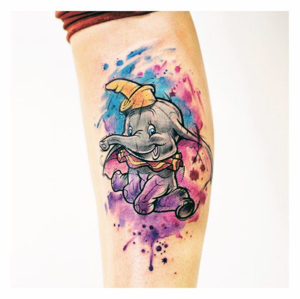 Female Dumbo Tattoo On Woman