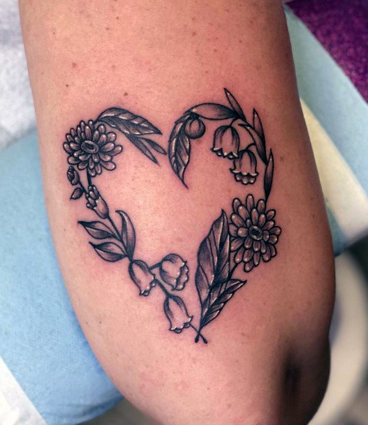 Female Flower Heart Tattoos