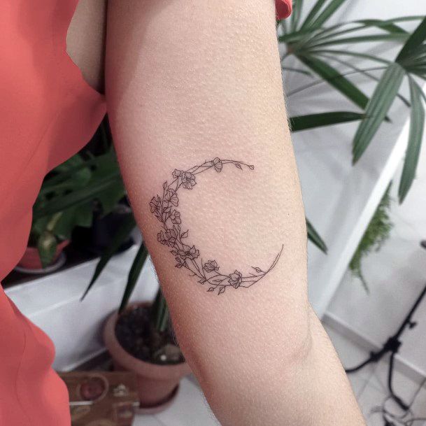 Female Flower Moon Tattoos