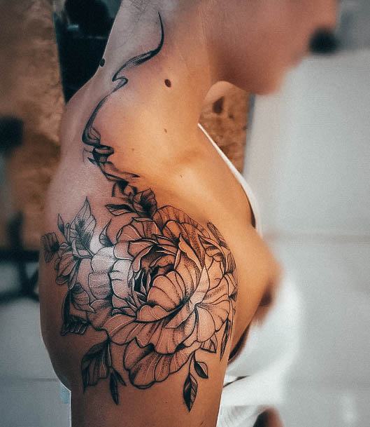 Female Flower Shoulder Tattoos