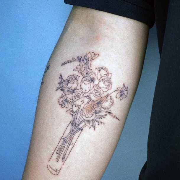 Female Flower Vase Tattoos