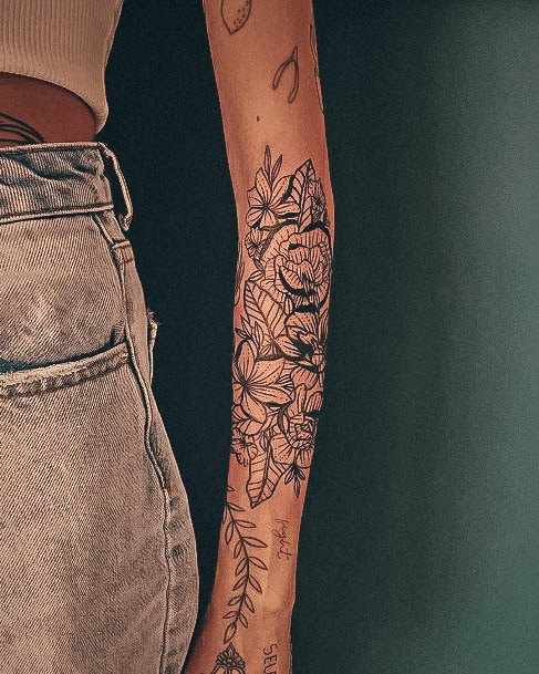 Female Forearm Sleeve Tattoo On Woman